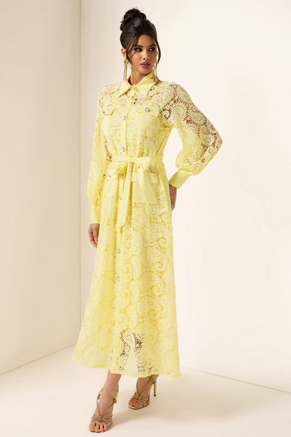 Vestido midi con bolsillo bordado liso 