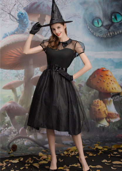 Midnight Enchantress - Women’s Black Witch Costume Dress with Hat and Accessories