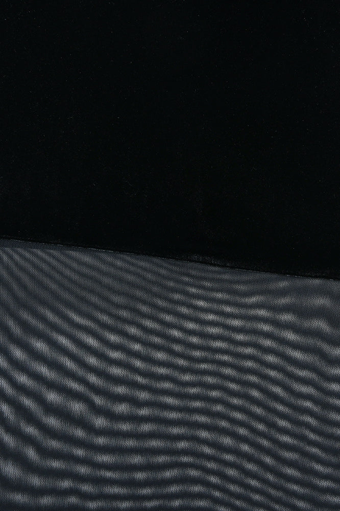 High Neck Mesh Splice Bodycon Maxi Dress