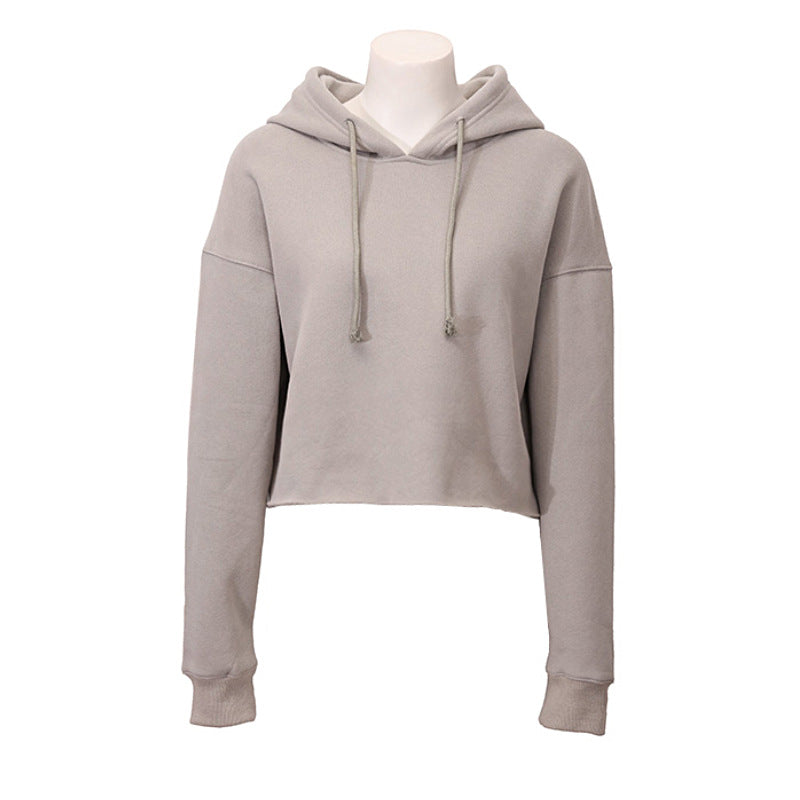 Sudadera deportiva para mujer, otoño-invierno, con forro polar, sudadera con capucha, top corto personalizado de manga larga
