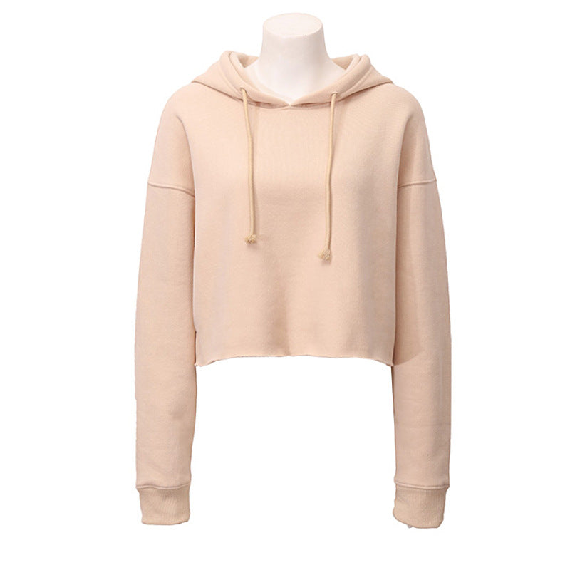 Sudadera deportiva para mujer, otoño-invierno, con forro polar, sudadera con capucha, top corto personalizado de manga larga
