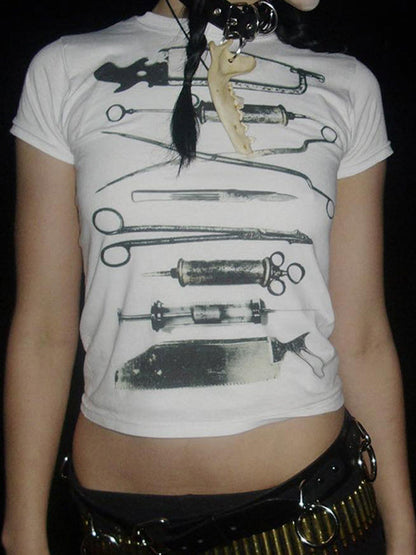 White Vintage Personalized Street Short Sleeve Tee