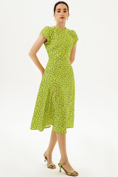 Vestido midi verde con abertura y espalda descubierta 