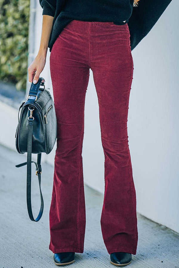 Pantalones de salón de cintura alta, ajustados, de micropana y cintura elástica