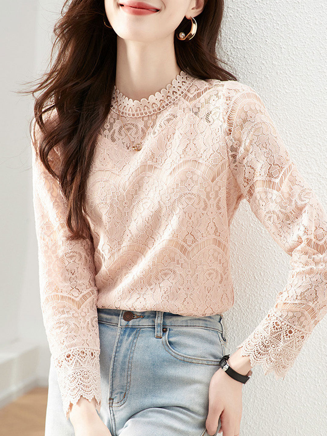 Genesis Classic Crew Neck Lace Blouse