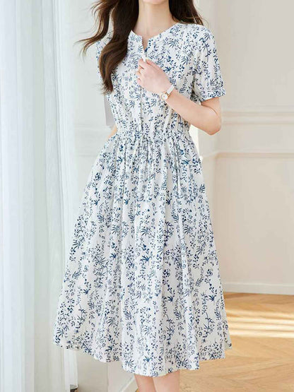 Destiny Vacation V-Neck Floral Printed Dress