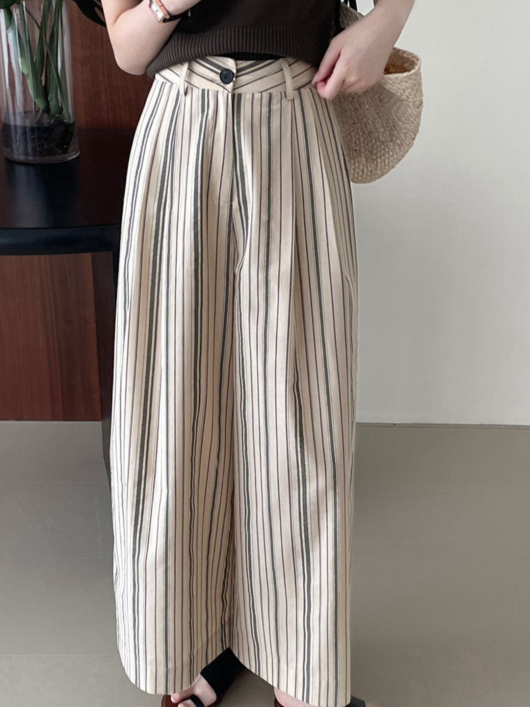 Evelyn Casual Striped Wide Pants