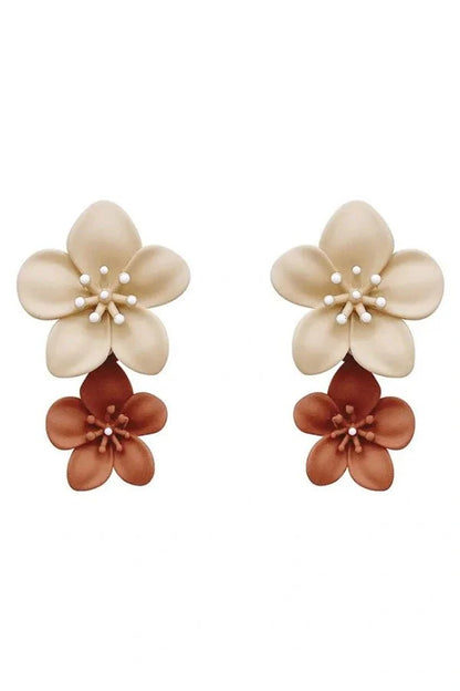 Flower Dual Tone Earrings