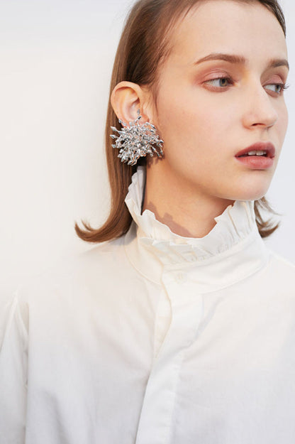 Floral Silver Earrings