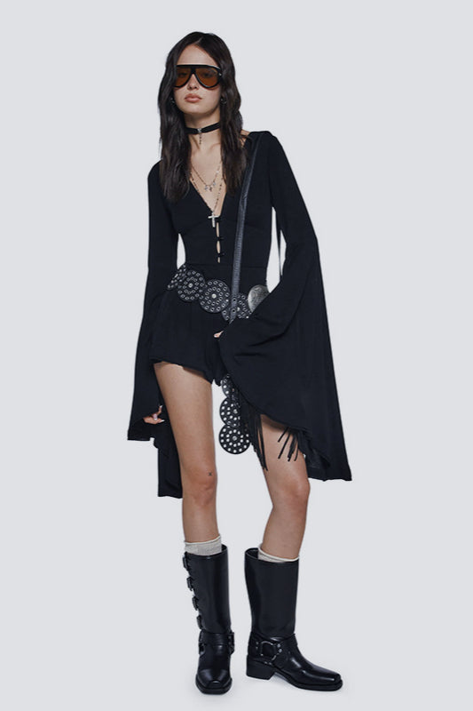 Sexy Slim Fit Long Sleeve Bodysuit Two Pieces Set