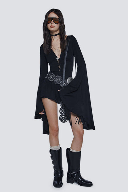 Sexy Slim Fit Long Sleeve Bodysuit Two Pieces Set