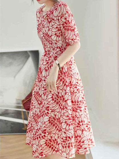 Genesis Vacation Crew Neck Printed Dress