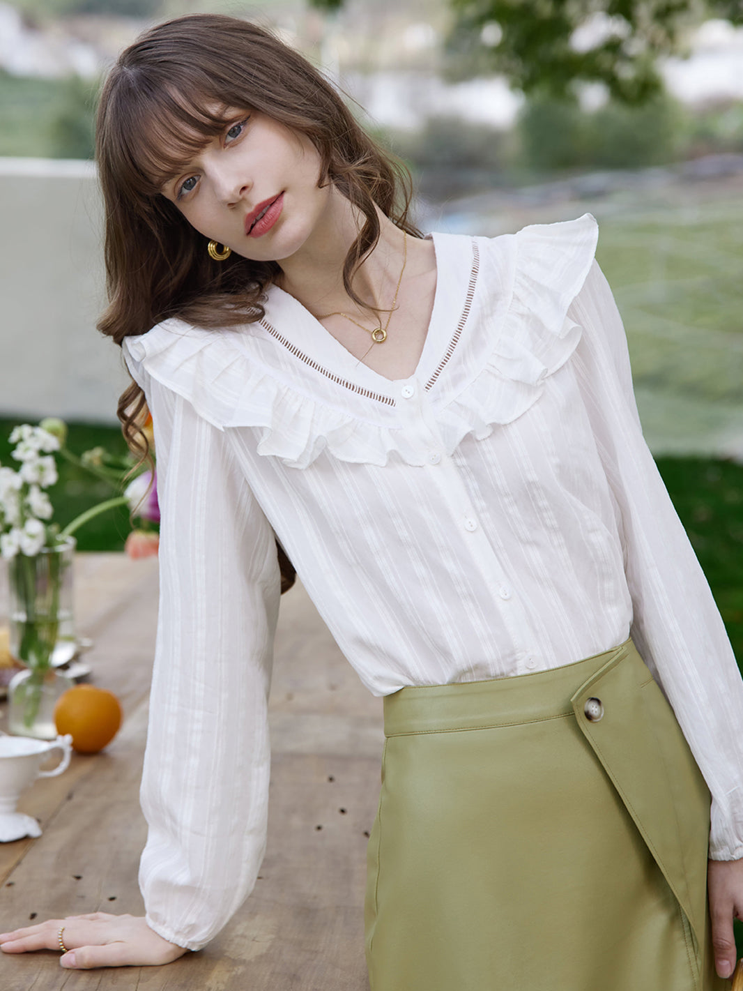 Roselili Delicate Lace V-Neck Blouse
