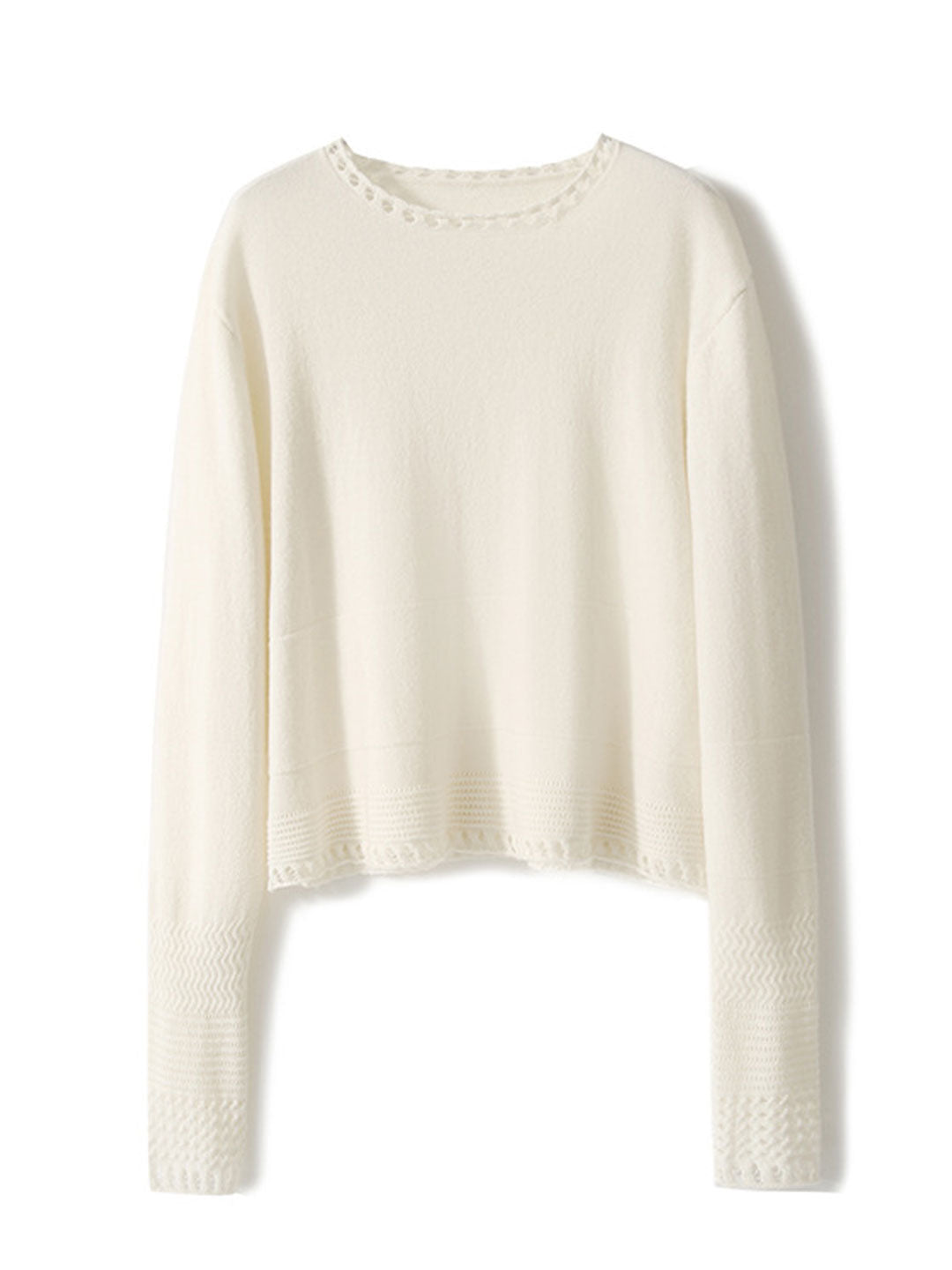 Grace Loose Crew Neck Hollowed Knitted Top