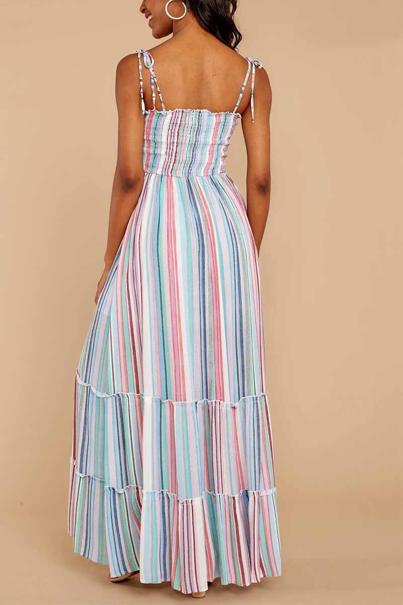 Colorful Stripe Print Dress