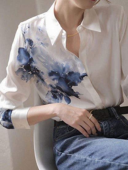 Trinity Daily Polo Collar Satin Printed Shirt