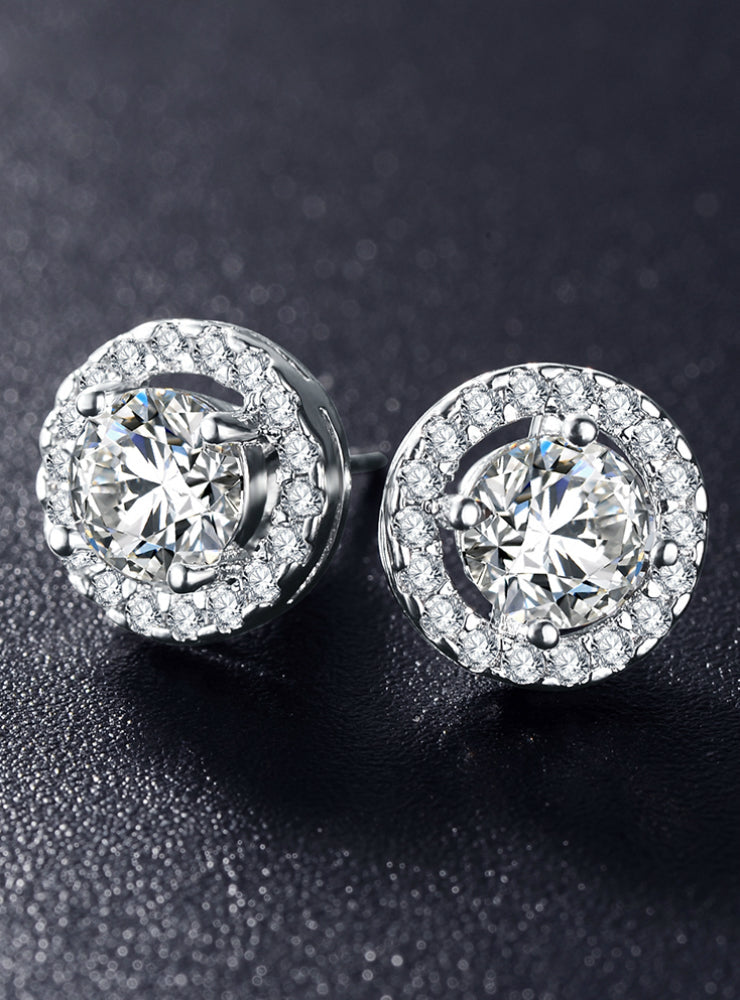 Elegant Silver Wedding Stud Earrings