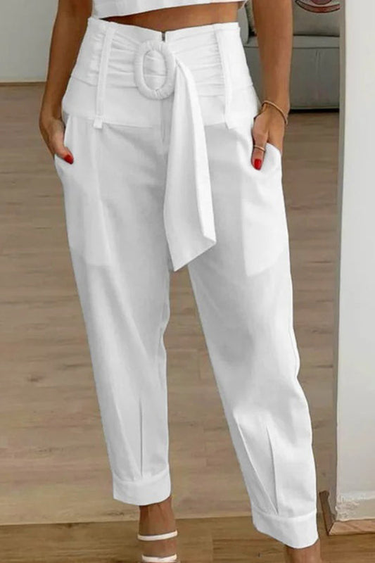 Pantalones de traje casual de cintura alta