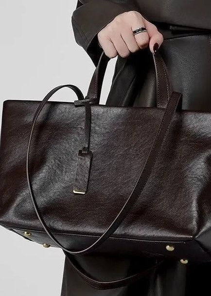 Corvina - Structured Leather Tote with Crossbody Strap