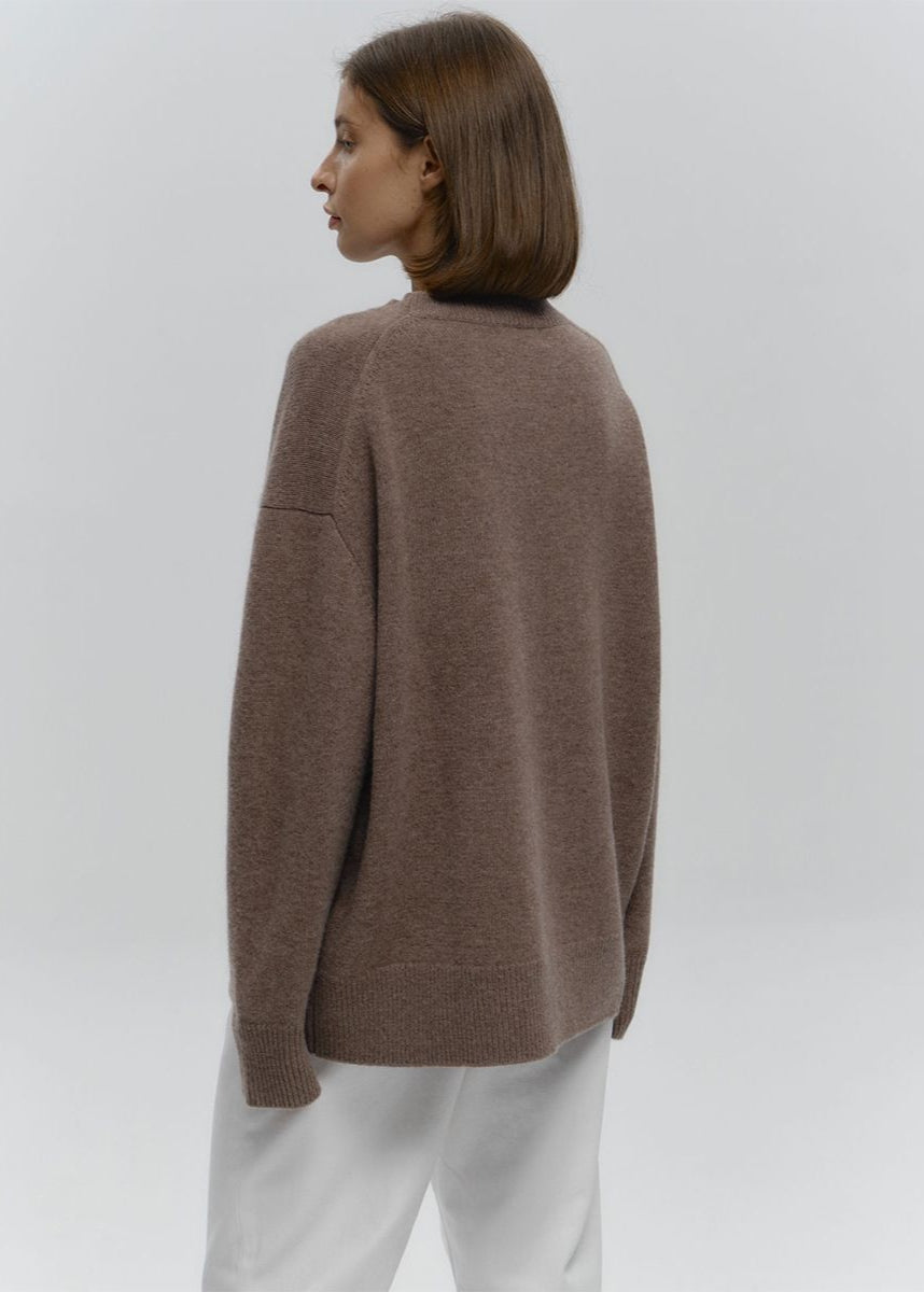 Cocoa Haze - Relaxed Knit Pullover Sweater