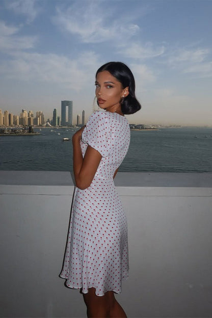 Polka Dot Bow-Detail Mini Dress