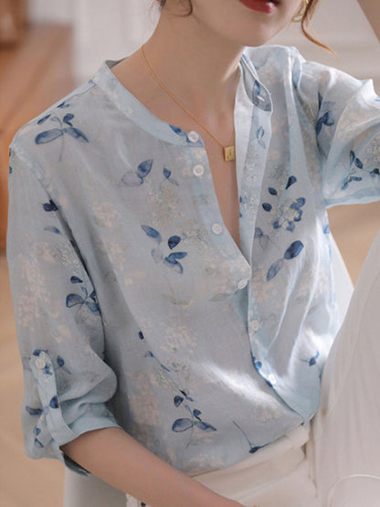 Taylor Loose V-Neck Printed Shirt