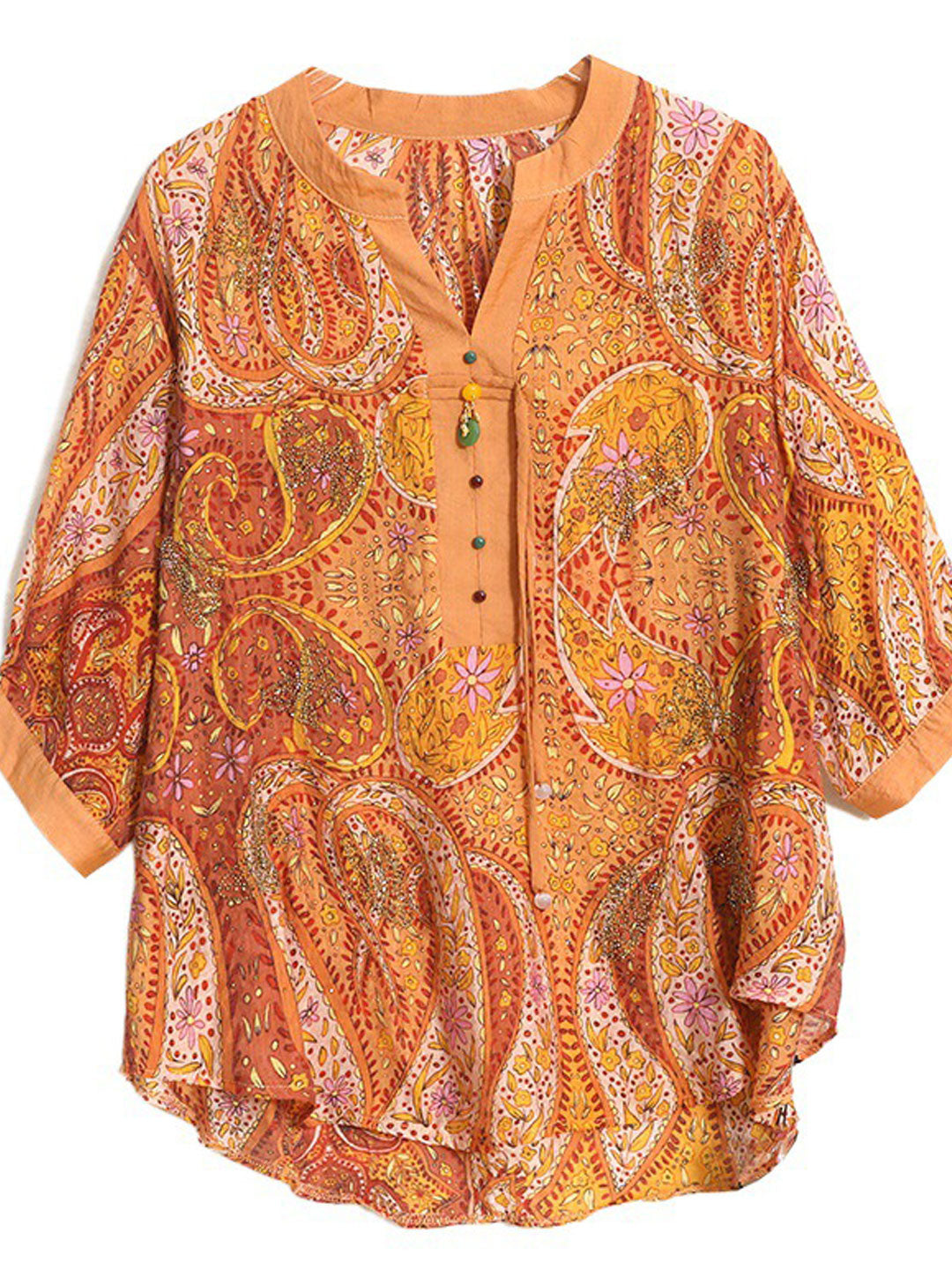 Elizabeth Casual V-Neck Printed Top