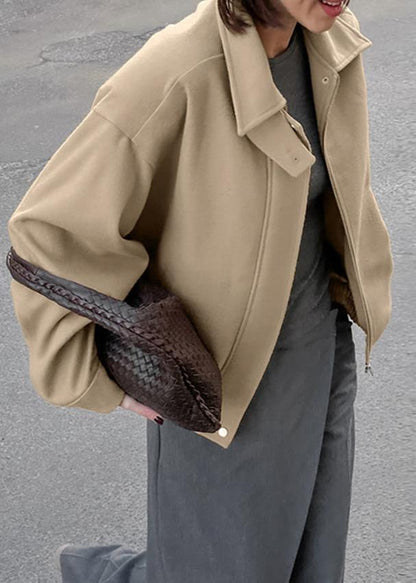 Retro Elegance Woolen Lapel Coat – Timeless Comfort