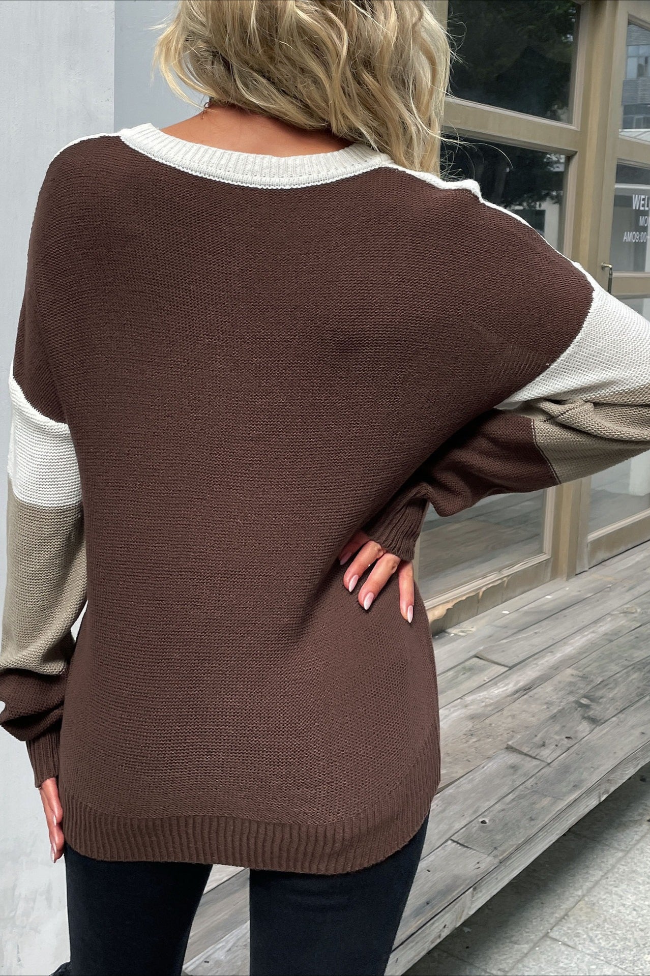 Casual Leopard Contrast Sleeve Sweater