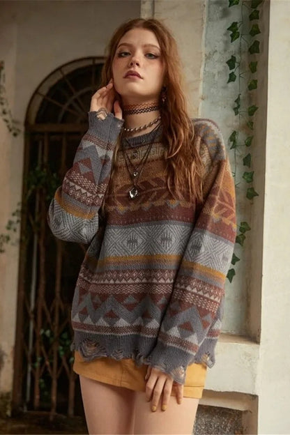 Autumn Geometric Pullover Sweater