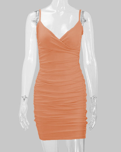 Deep V Suspender Mini Dress