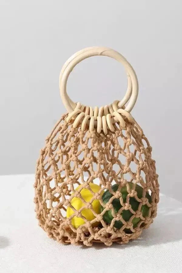 Ava Wooden Handle Tote Bag