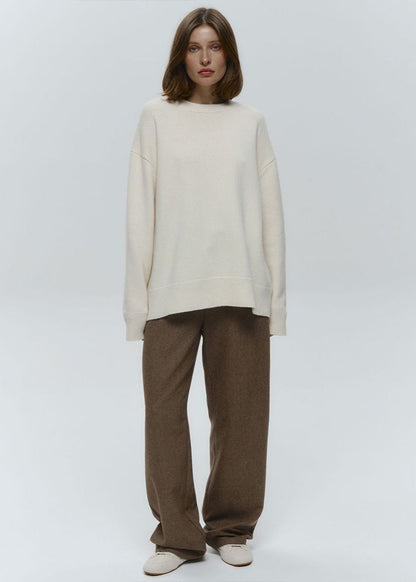 Cocoa Haze - Relaxed Knit Pullover Sweater