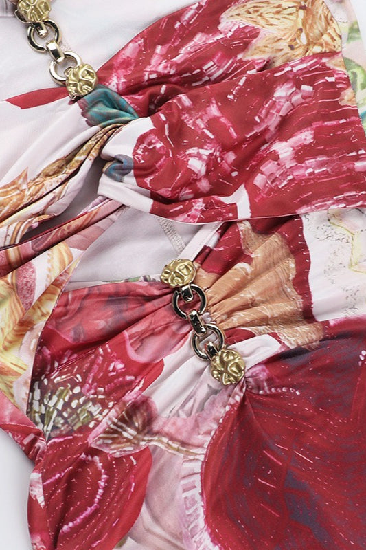 Metal Detail Strapless Mini Dress