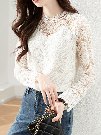 Genesis Classic Crew Neck Lace Blouse