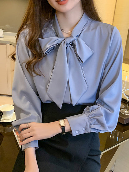 Freda French Style Bow Lace Blouse