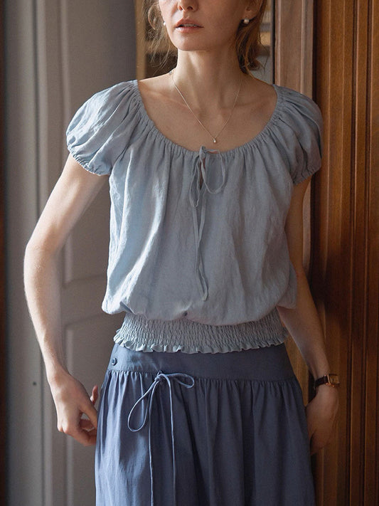 Sophia Loose Crew Neck Solid Color Blouse