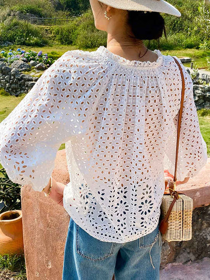 Claire Vacation V-Neck Embroidered Tie Top