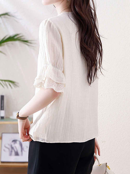 Genesis Retro V-neck Lace Tie Shirt