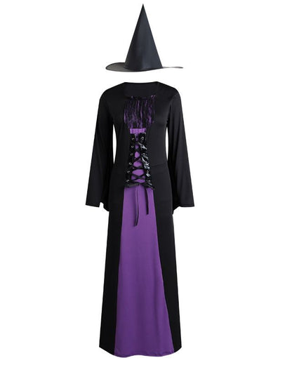 Mystic Charm - Women’s Black and Purple Witch Costume with Hat