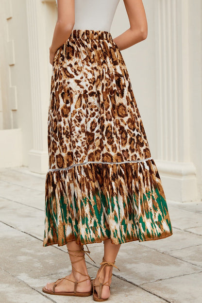 Boho Ruffle Floral Maxi Skirt