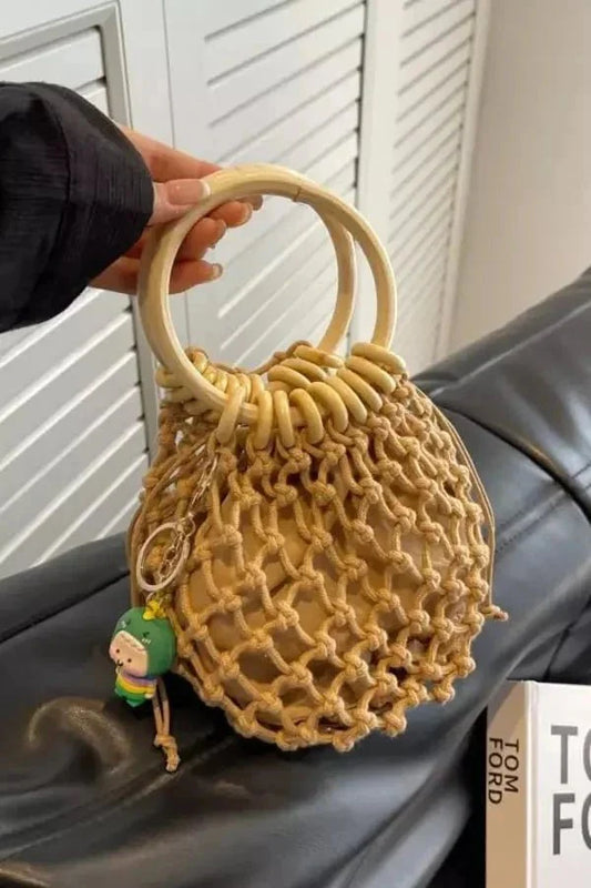 Ava Wooden Handle Tote Bag