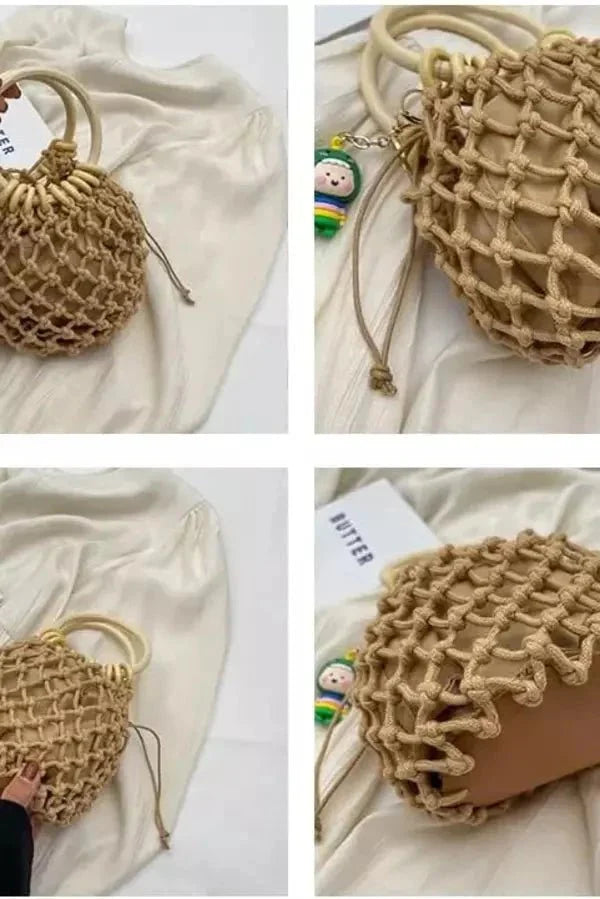 Ava Wooden Handle Tote Bag