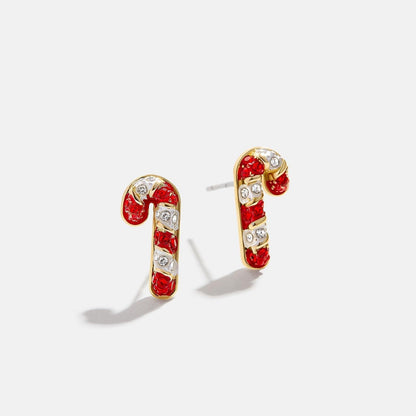 Copper Rhinestone Christmas Stud Earrings