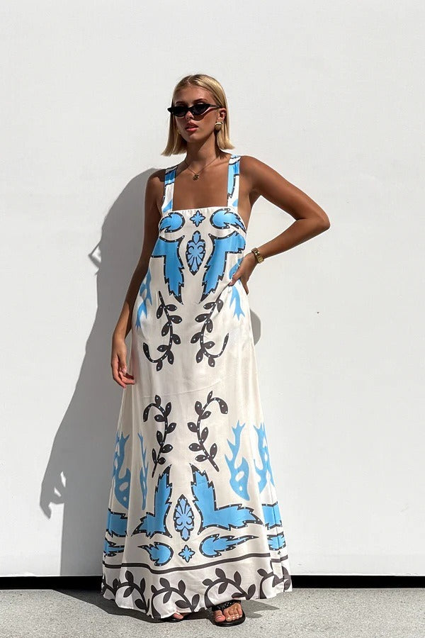 Sexy Floral Print Sleeveless Vacation Maxi Dress