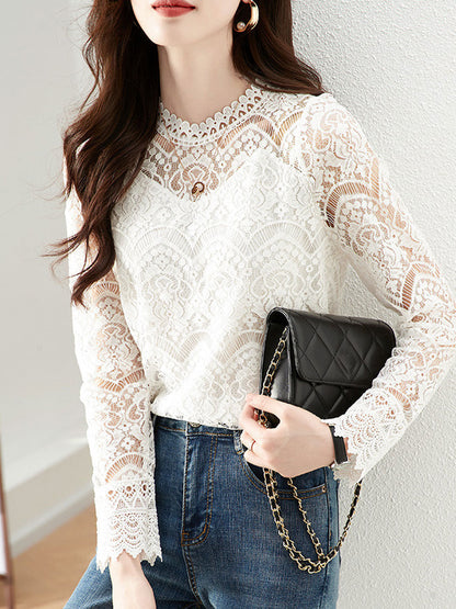 Genesis Classic Crew Neck Lace Blouse