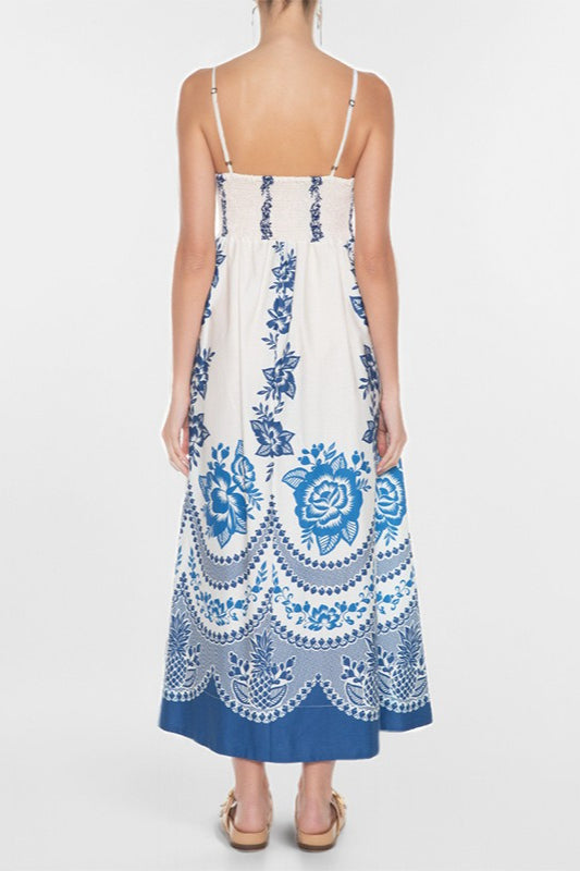 Chic Floral Print High-Waist  Maxi Dress