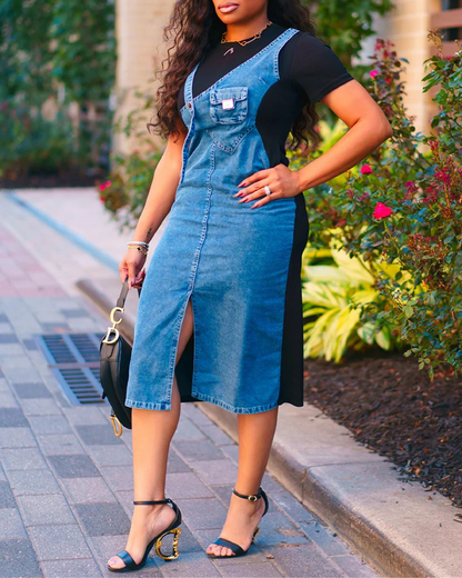 Spliced Slit Dress