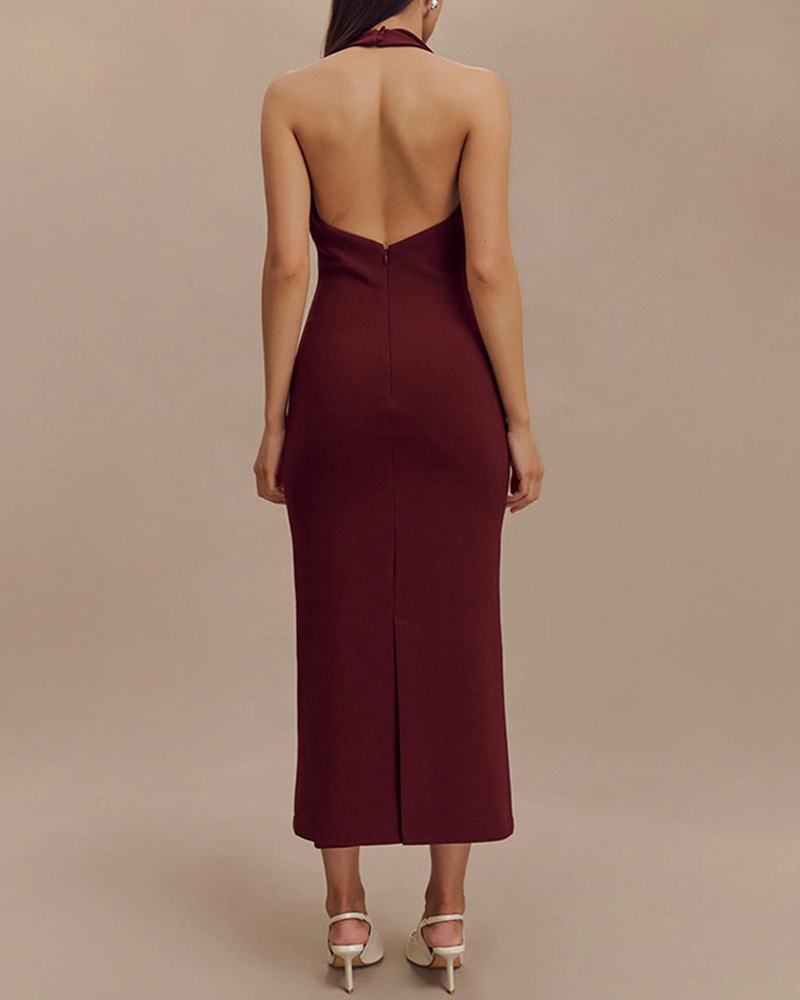 Halter Neck Lapel Hip Dress