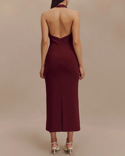 Halter Neck Lapel Hip Dress